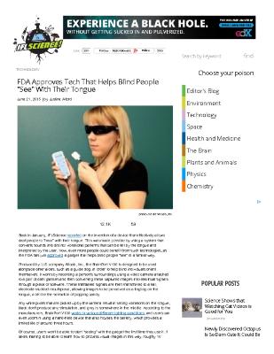 Tech That Helps Blind People "See" With Their Tongue