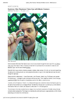 Eyeborg Man Replaces False Eye With Bionic Camera - IEEE Spectrum