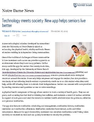 Technology Meets Society: New app helps seniors live better