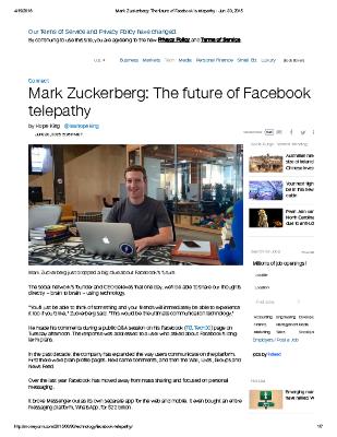Mark Zuckerberg: The future of Facebook is telepathy