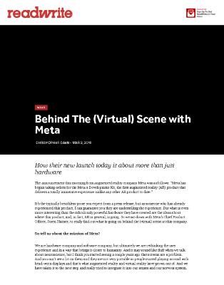 Behind the (Virtual) Scene with Meta