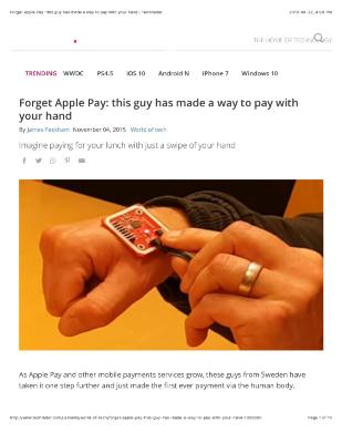 Forget Apple Pay: this guy has made a way to pay with your hand