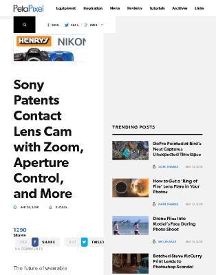 Sony Patents Contact Lens Cam with Zoom, Aperture Control, and More