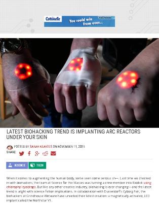 Latest Biohacking Trend is Implanting Arc Reactors Under Your Skin