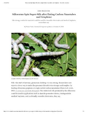 Silkworms Spin Super-Silk After Eating Carbon Nanotubes and Graphenes