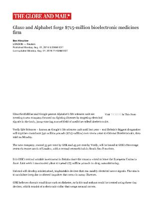 Glaxo and Alphabet forge $715-million bioelectronic medicines firm