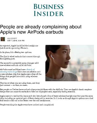People are Already Complaining About Apple's New AirPods Earbuds