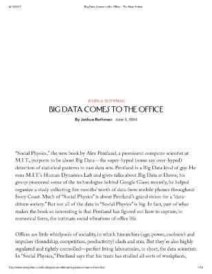 Big Data Comes to the Office