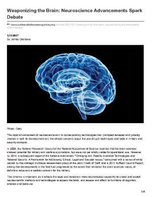 Weaponizing the Brain: Neuroscience Advancements Spark Debate