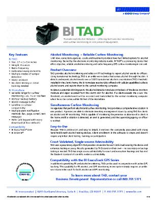 BI TAD - The Transdermal Alcohol Monitor