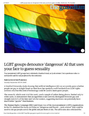 LGBT groups denounce 'dangerous' AI that uses your face to guess sexuality