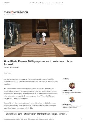 How Blade Runner 2049 Prepares Us To Welcome Robots For Real