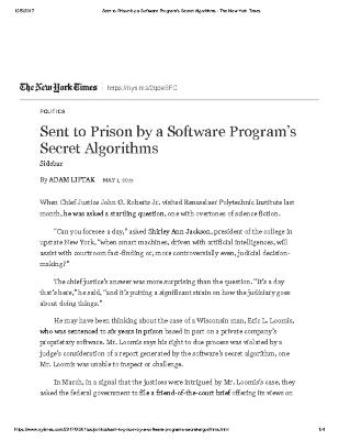 Sent to Prison by a Software Program’s Secret Algorithms