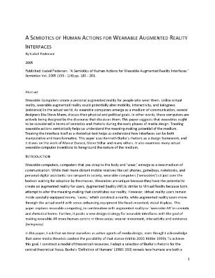 A Semiotics Of Human Actions For Wearable Augmented Reality Interfaces