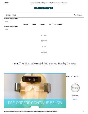 Kickstarter Update 22: Meta The Most Advanced Augmented Reality Glasses - Come to meta, build your app