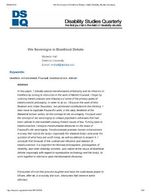 Vile Sovereigns in Bioethical Debate