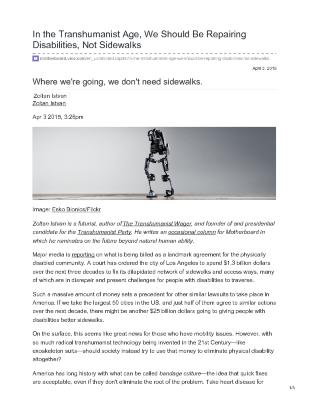 ​In the Transhumanist Age, We Should Be Repairing Disabilities, Not Sidewalks