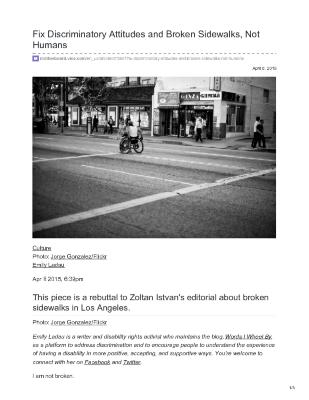 Fix Discriminatory Attitudes and Broken Sidewalks, Not Humans