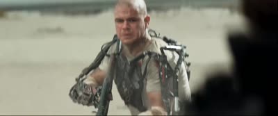 Elysium - Max Shoots at a Bounty Hunter Who Deploys a Personal Forcefield