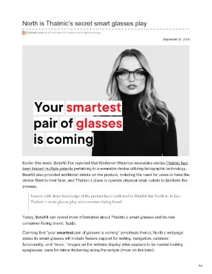 NORTH IS THALMIC’S SECRET SMART GLASSES PLAY