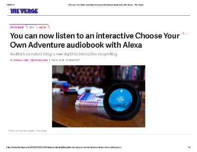 You can now listen to an interactive Choose Your Own Adventure audiobook with Alexa