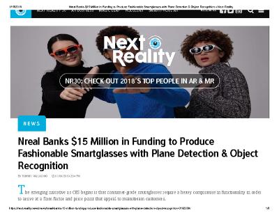 Nreal Banks $15 Million in Funding to Produce Fashionable Smartglasses with Plane Detection &amp; Object Recognition