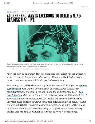 Zuckerberg Wants Facebook to Build a Mind-Reading Machine