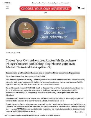 Choose Your Own Adventure: An Audible Experience