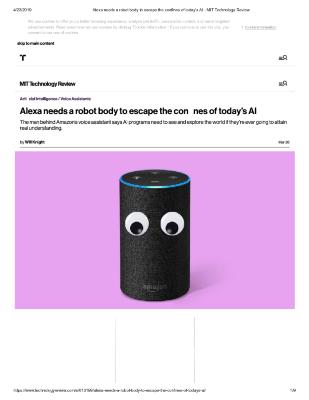 Alexa needs a robot body to escape the confines of today's AI