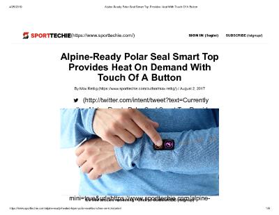 Alpine-Ready Polar Seal Smart Top Provides Heat On Demand With Touch Of A Button