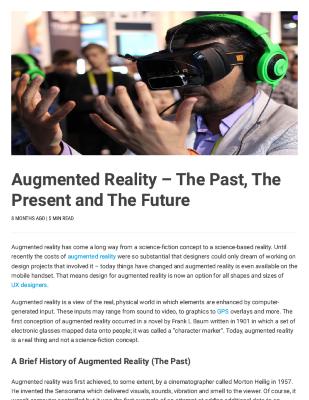 Augmented Reality – The Past, The Present and The Future