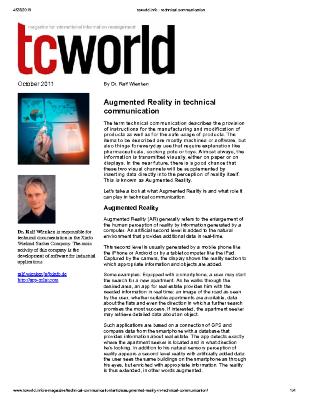 Augmented Reality in Technical Communication