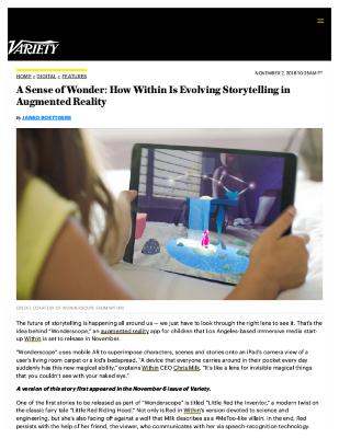 A Sense of Wonder: How Within Is Evolving Storytelling in Augmented Reality