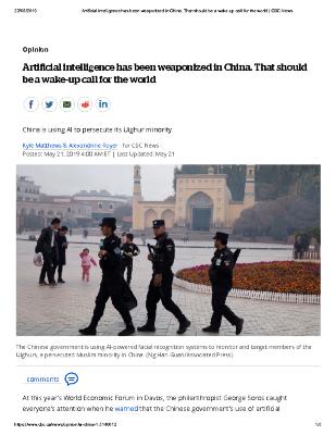 Artificial intelligence has been weaponized in China. That should be a wake-up call for the world