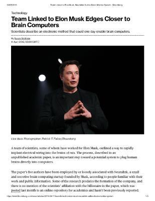 Team Linked to Elon Musk Edges Closer to Brain Computers