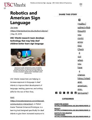 Robotics and American Sign Language