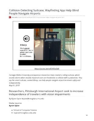Collision-Detecting Suitcase, Wayfinding App Help Blind People Navigate Airports