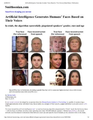 Artificial Intelligence Generates Humans’ Faces Based on Their Voices