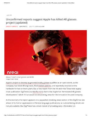Unconfirmed reports suggest Apple has killed AR glasses project (updated)