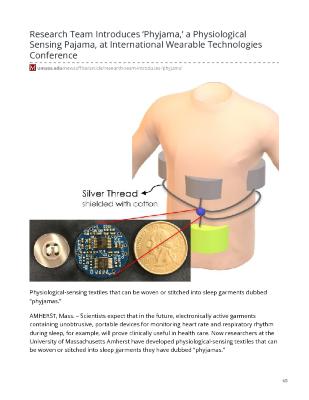 Research Team Introduces ‘Phyjama,’ a Physiological Sensing Pajama, at International Wearable Technologies Conference 