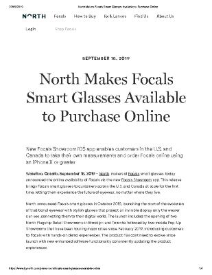 North Makes Focals Smart Glasses Available to Purchase Online