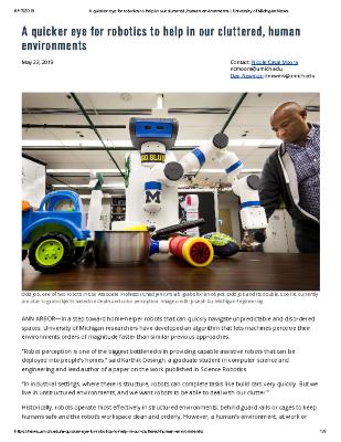 A quicker eye for robotics to help in our cluttered, human environments