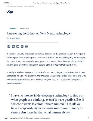 Unraveling the Ethics of New Neurotechnologies