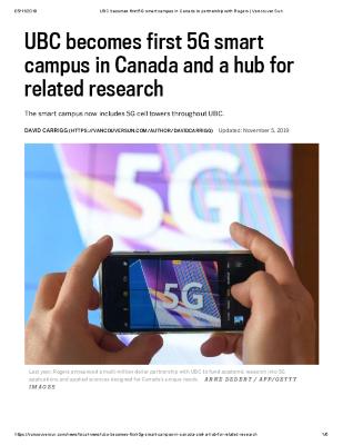 UBC becomes first 5G smart campus in Canada and a hub for related research