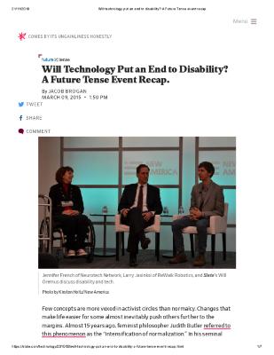 Will Technology Put an End to Disability? A Future Tense Event Recap.
