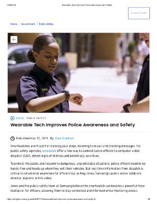 Wearable Tech Improves Police Awareness and Safety