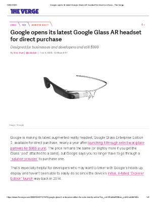 Google opens its latest Google Glass AR headset for direct purchase