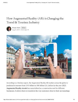 How Augmented Reality (AR) is Changing the Travel &amp; Tourism Industry