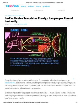 In-Ear Device Translates Foreign Languages Almost Instantly