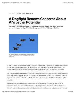 A Dogfight Renews Concerns About AI's Lethal Potential
